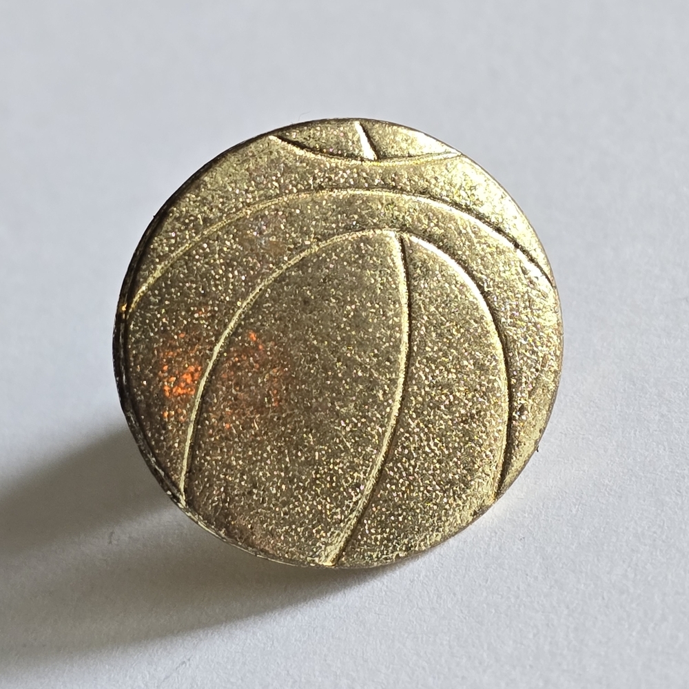 Vintage basketball pin brooch gold tone lapel sports team player athletic